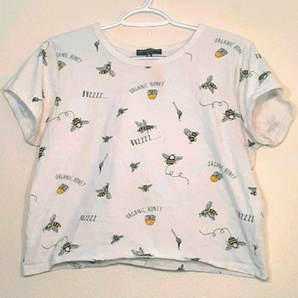 White Honey Bee T-shirt Crop Top
